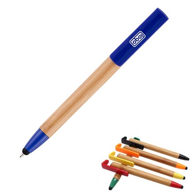 3-in-1 Bamboo Stand Touch Ballpoint Pen