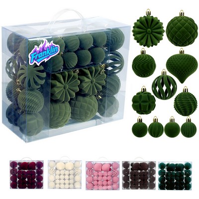 48 Piece Flocked Christmas Ball Set