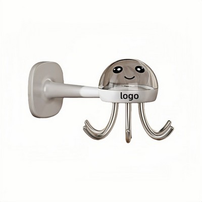 Octopus-Shaped No-Drill Rotating Wall Hook for Kitchen Utensils and Tools