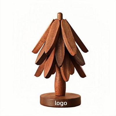 Natural Sandalwood Tree Shaped Heat Resistant Coaster and Trivet Set