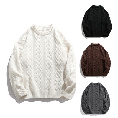 Unisex Retro Cable Knit Sweater