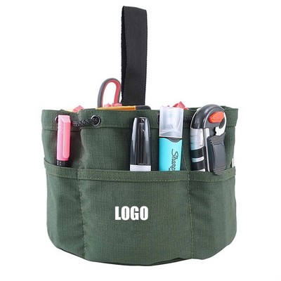 Heavy-Duty Canvas Multi-Pocket Drawstring Tool Organizer Bag with Carry Handle