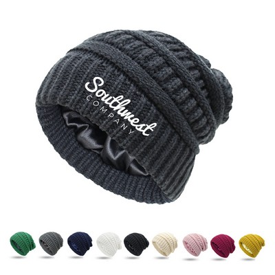 Satin Lined Double Layer Winter Beanie