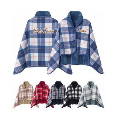 Adults Soft Wearable Snap Buttons Blanket Poncho