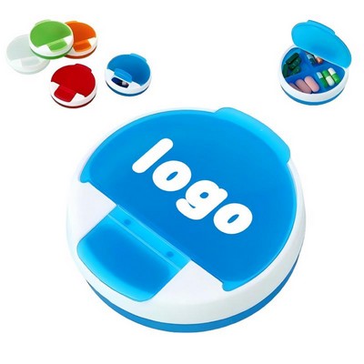 Portable Moisture-Proof Four-Compartment Round Pill Box