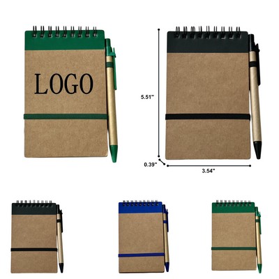 Cowhide Spiral Journal with Pen