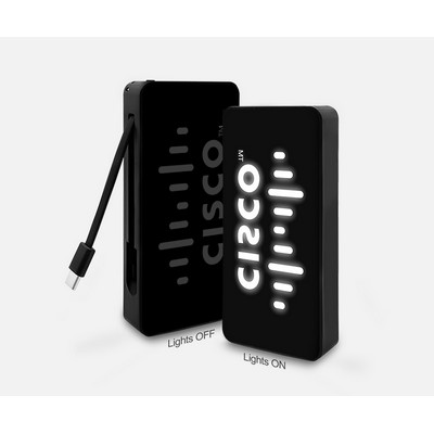 10000mAh Light Up Power Bank with built-in USB-C Output Cable