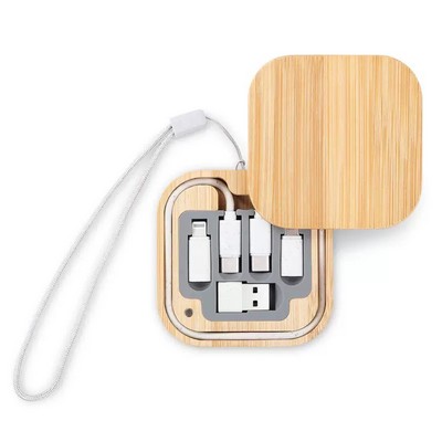 Bamboo Multi-Function Data Cable Storage Box