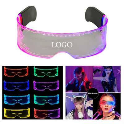 Futuristic Customizable LED Cyberpunk Visor Glasses