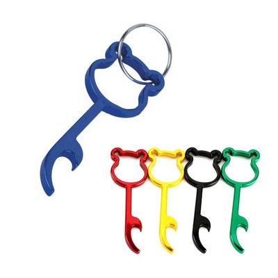 Aluminum Bear Skull Bottle Opener Keyring