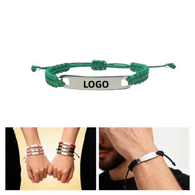 Stainless Steel Engraved Braided Bracelet