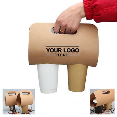 Kraft Paper Double Cup Carry Holder
