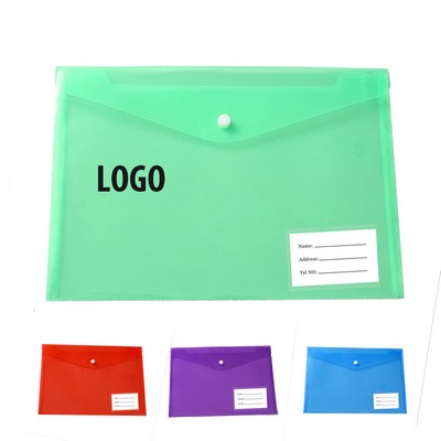 Transparent Plastic Document Envelopes, US Letter/A4 with Label Slot (Variety of Colors)