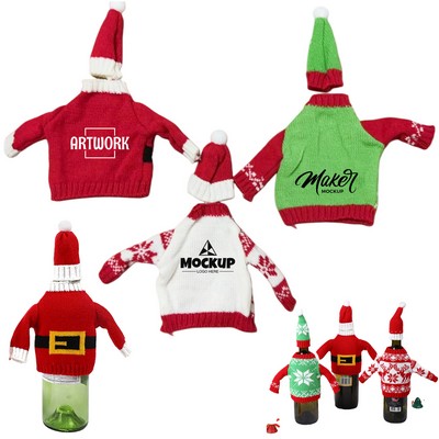 Christmas Wine Snowman Sweater Cover