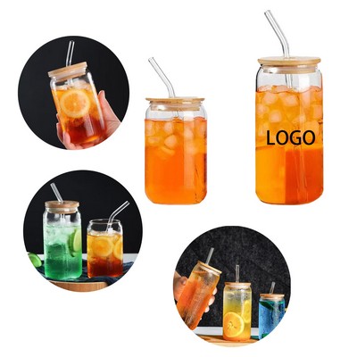 17oz Drinking Glasses with Glass Straw
