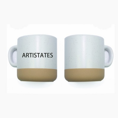 Contemporary White Ceramic Mug with Black Polka Dots and Dual-Tone Glaze Finish