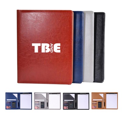 Business Portfolio Padfolio Pu Leather Folder W/Calculator