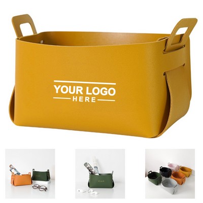 Minimal Leather Desk Storage Basket