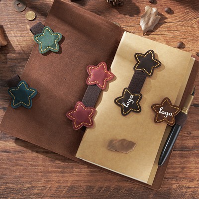 Retro Star-Shaped Leather Magnetic Bookmark, Money Clip & Page Holder