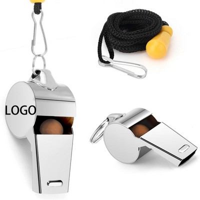 Stainless Steel Sports Whistles with Lanyard