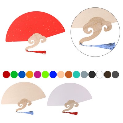 Handheld Paper Fan with Bamboo Handle