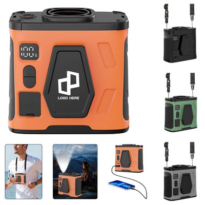 3-In-1 Portable Neck Fan, Flashlight & Power Bank