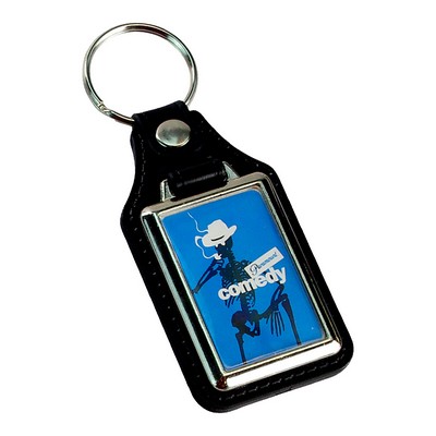 Leatherette Metal Rectangle Keytag