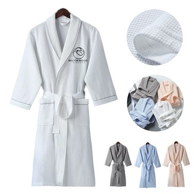 100% Cotton Waffle Weave Lightweight Bathrobe