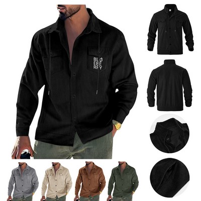 Men's Corduroy Shirt Jacket with Pockets