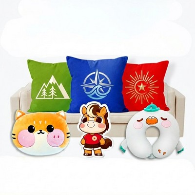 Custom Full-Color Plush Throw Pillow & Neck Support Cushion