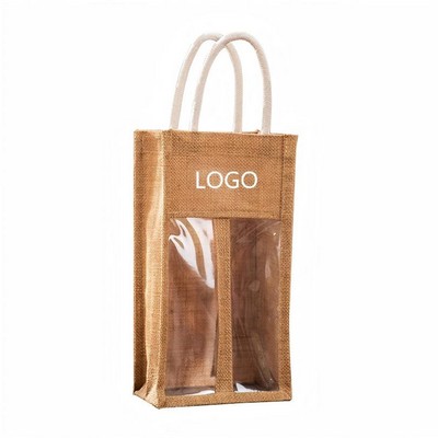 2 Bottle Jute Wine Gift Bag