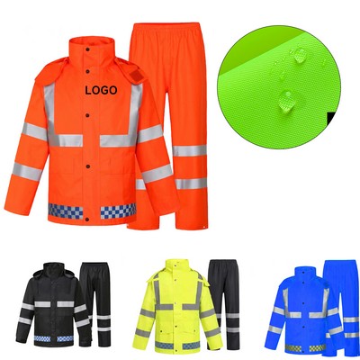 Reflective Waterproof Safety Rain Suit