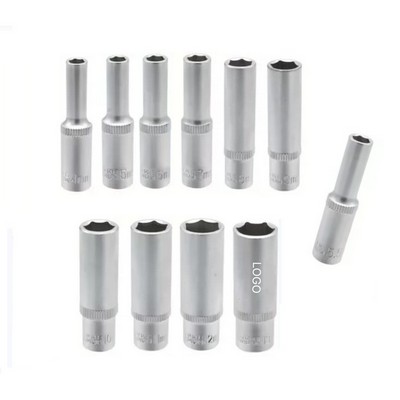 1/4" Drive Deep Hex Socket 50mm Extra Long Reach Professional Matte Finish Chrome Vanadium Steel