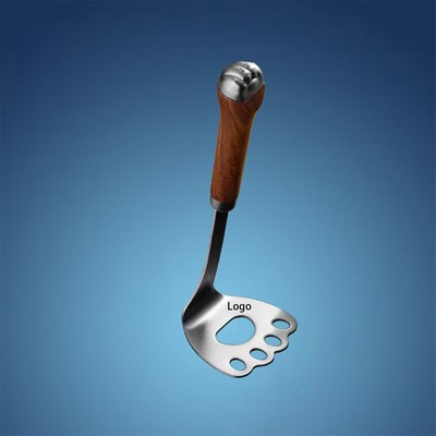 Ergonomic Wood Handle Masher - Dishwasher Safe 304 Stainless Steel with Unique Design