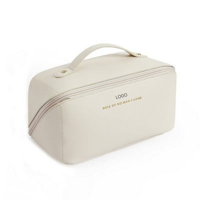 High-Aesthetic PU Leather Pillow Makeup Bag Thickened Multi-functional Toiletry Organizer