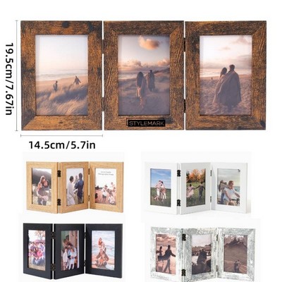 3 Picture Frame Triple Wooden