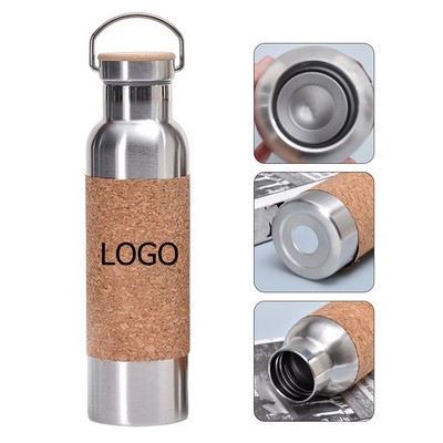 17 Oz Stainless Steel Cork Vacuum Water Bottle