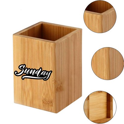 Bamboo Wood Desk Pen Pencil Holder Stand