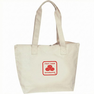 Natural Cotton Canvas Zippered Boat Tote Bag