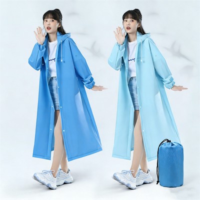 140g Adult EVA Raincoat, Full Body Thickened Heavy Duty Rain Poncho, Transparent Hooded Waterproof